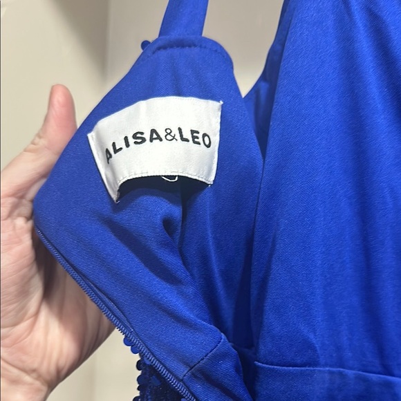 Formal Blue Dress with Sparkling Sequins and Flowing Tulle Skirt - Picture 5 of 7